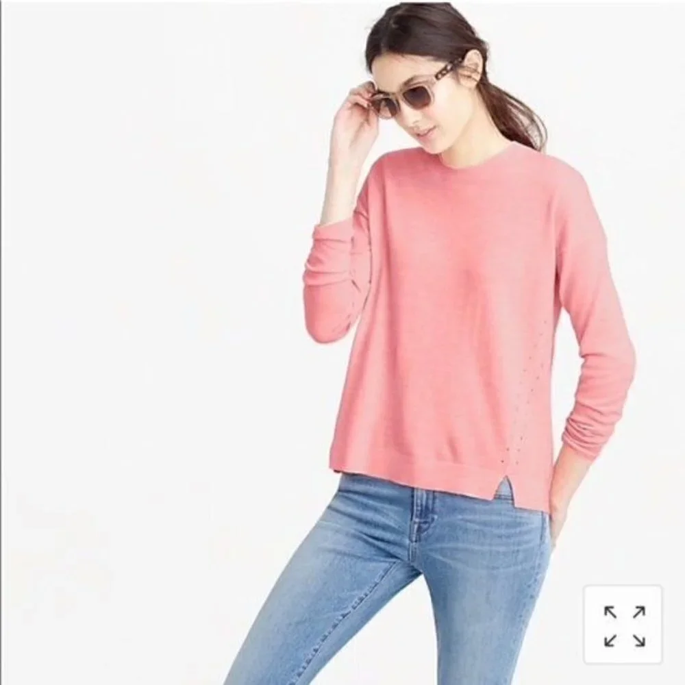 J. Crew Heather Gray Lightweight Merino Wool Cotton Knit Long Sleeve Sweater XS